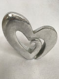 Valentine Metallic Gold or Silver Tone Scroll Heart Display