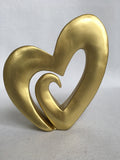 Valentine Metallic Gold or Silver Tone Scroll Heart Display