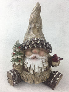 Christmas Glittered Santa Gnome Holding Cardinal and Tree or Wearing Wreath