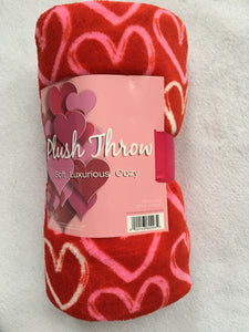 Valentine Open Heart Plush Blanket Throw