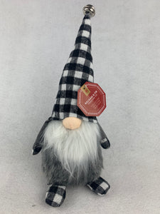 Christmas Plush White and Black Check Gnome