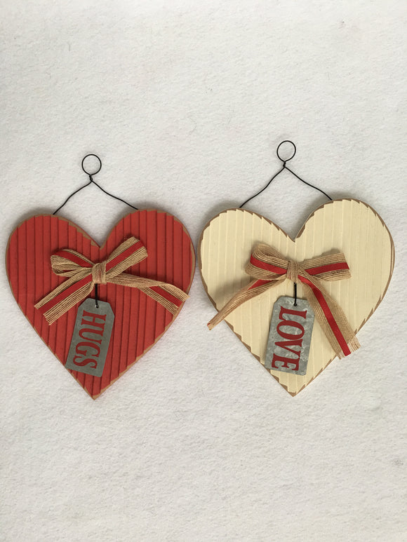 Valentine Heart with Hugs or Love Hanging Tag Wall Hanging