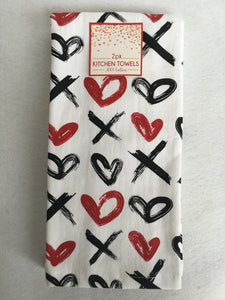Valentine Hearts and Kisses 100% Cotton Kitchen Towels