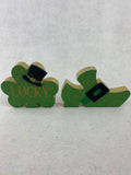 Saint Patrick’s Day Glitter Lucky Shamrock or Leprechaun Boot Block Sitters