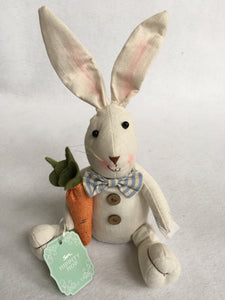 Easter Plush Sitting Rabbit Holding Flower or Carrot