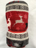 Christmas Reindeer and Snowflake Velvet Plush Blanket Throw