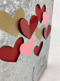 Valentine Be Mine Metal and Wood Floating Hearts Block Sitter or Sign