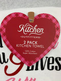 Valentine Cat Spending 9 Lives With You Kitchen Towels