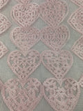 Valentine Pink Lace Hearts Table Runner