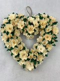 Valentine Wood Curled Pink White or Red Flowers Heart Shaped Wreath