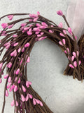 Valentine White Pink or Red Berries Grapevine Heart Shaped Wreath