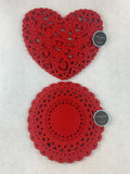 Valentine Set of 4 Felt Heart or Circle Placemats