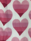 Valentine Hearts in Tiers of Pink Colors Plush Blanket Throw