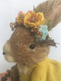 Easter Standing Large Girl Sisal Bunny in Yellow Dress