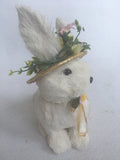 Easter Sisal White or Beige Bunny Wearing Hat
