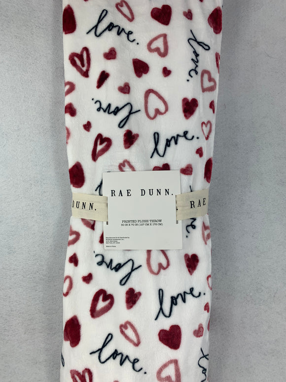 Valentine Love and Hearts Plush Blanket Throw