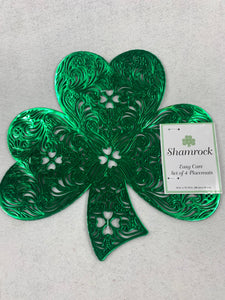 Saint Patrick’s Day Easy Care 100% Vinyl Set of 4 Shamrock Placements