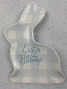 Easter Blessings Blue Check Bunny Spoon Rest