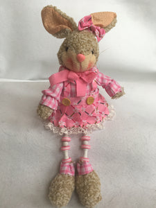 Easter Blue and Pink Plush Boy or Girl Bunny With Flexible Legs