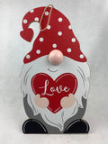 Valentine Stand or Hang Up Wooden Gnome Holding Heart Display
