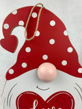 Valentine Stand or Hang Up Wooden Gnome Holding Heart Display
