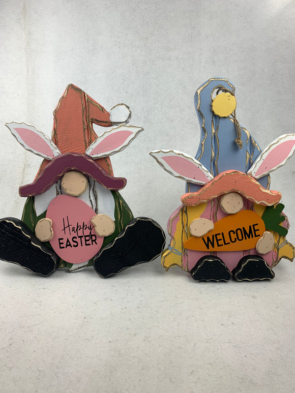 Easter Stand Up Wooden Gnome Greeter
