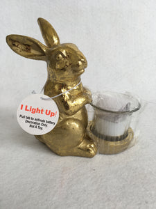 Easter Gold Tone Bunny Tea Light Candle Holder