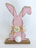 Easter Bunny with Cotton Tail and Bow Block Sitter