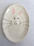 Easter White Bunny Face With One Ear Tilted Ceramic Dish
