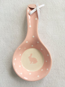 Easter Pink or Blue Bunny With Polka Dots Spoon Rest