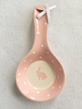 Easter Pink or Blue Bunny With Polka Dots Spoon Rest