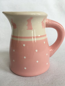 Easter Pink Bunny With Polka Dots Medium Ceramic Pitcher
