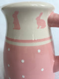Easter Pink Bunny With Polka Dots Medium Ceramic Pitcher