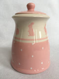Easter Pink Bunny With Polka Dots Medium Ceramic Cookie Jar