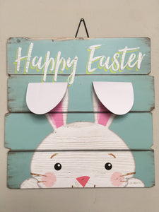 Easter Happy Easter Bunny with 3-D Metal Ears Sign