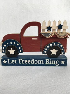Patriotic Let Freedom Ring Truck With Banners Block Sitter