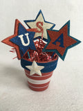 Patriotic USA Glittered Pot of Stars