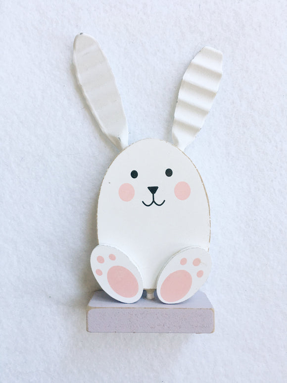 Easter White Bunny Miniature Block Sitter