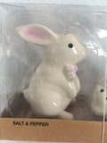 Easter White Bunnies with Pink Bows Ceramic Salt and Pepper Shakers