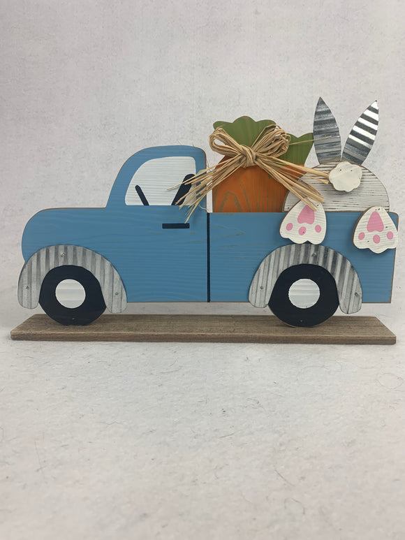 Easter Wood and Metal Truck with Bunny Catching a Ride Block Sitter