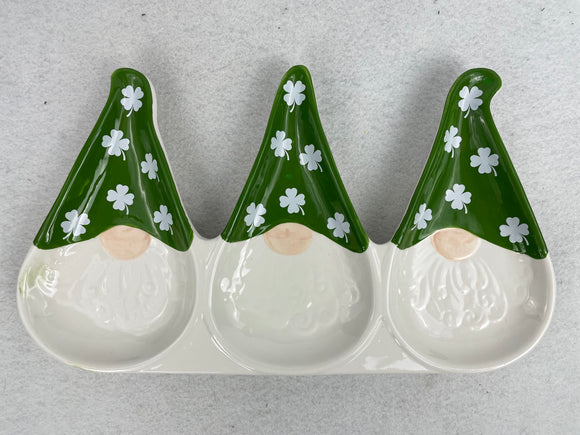 Saint Patrick’s Day 3 Sectional Ceramic Gnome Tray