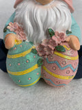 Easter Sitting Gnome Holding 2 Decorated Eggs