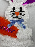 Easter Tinsel Bunny Holding Carrot Wall Hanging