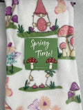 Easter Gnome with Flowers, Mushrooms and Butterflies Blanket Throw