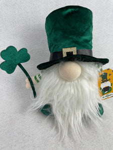 Saint Patrick’s Day Plush Munchkin Gnome Holding a Shamrock