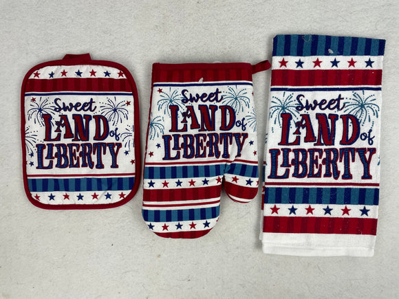Patriotic 2021 Sweet Land of Liberty Kitchen Towel Pot Holder or Oven Mitt