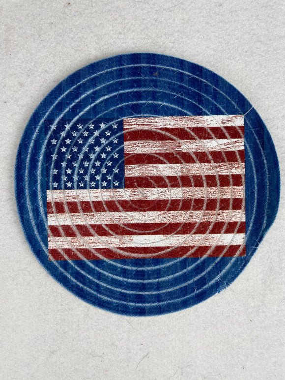 Patriotic American Flag Fabric Trivet