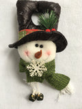 Christmas Snowman or Reindeer Door Hanger With Bells