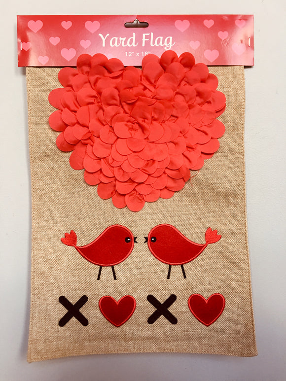 Valentine 2 Love Birds XOXO Yard Flag