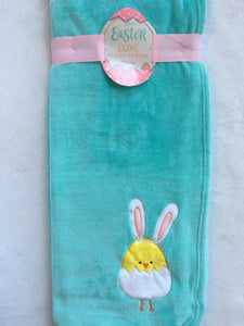 Easter Chick Wearing Bunny Ears Blanket Throw